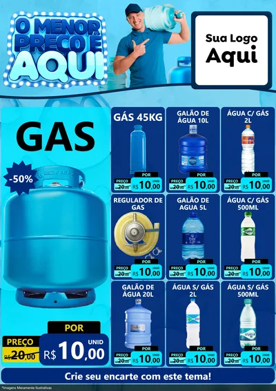 Modelo de Encarte para Encarte A4 Vertical com o tema O Menor Preço É Aqui para Água e gás
