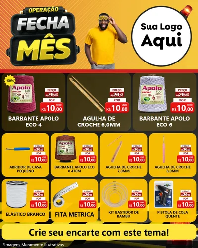 Modelo de Rede Social para Feed Instagram com o tema Operação Fecha Mês para Armarinho e Aviamentos