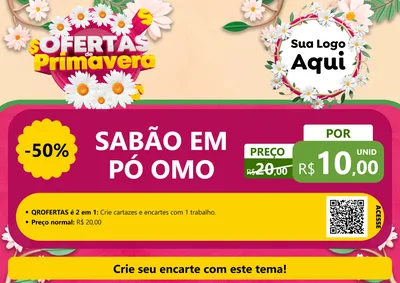 Modelo de Cartaz para Cartaz A4 Horizontal com o tema Ofertas de Primavera para Produtos de Limpeza