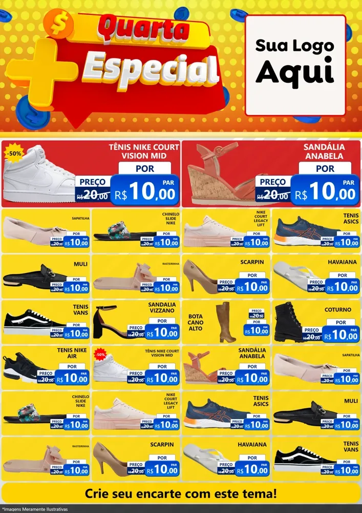 Modelo de Encarte para Encarte A4 Vertical com o tema Quarta Mais Especial para Calçados