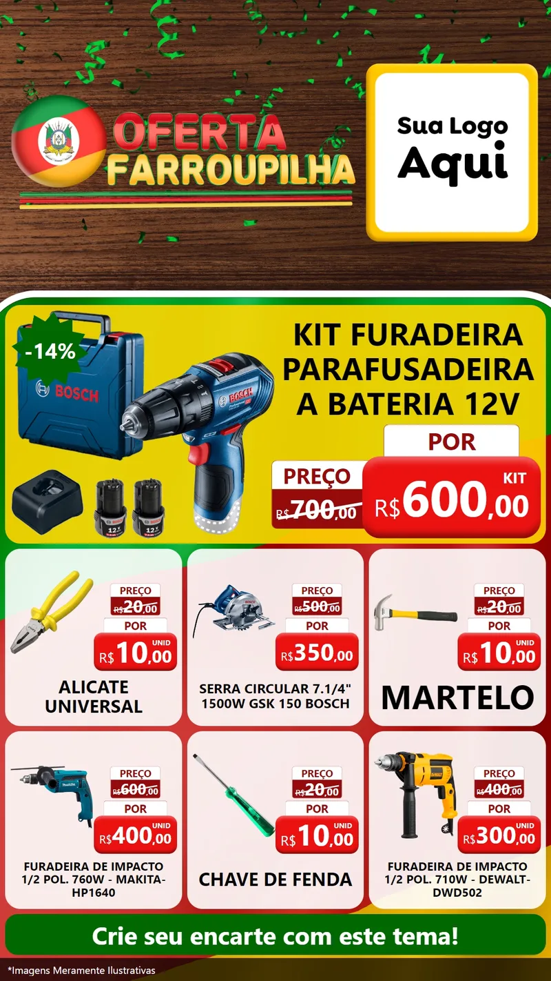 Modelo de Rede Social para Stories com o tema Oferta Farroupilha para Maquinas e Ferramentas