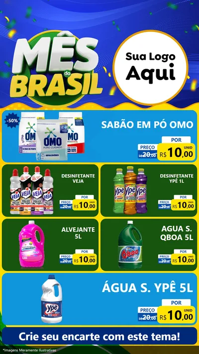 Modelo de TV para TV Vertical com o tema Mês do Brasil para Produtos de Limpeza