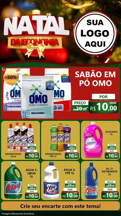 Modelo de Rede Social para Stories com o tema Natal da Economia para Produtos de Limpeza