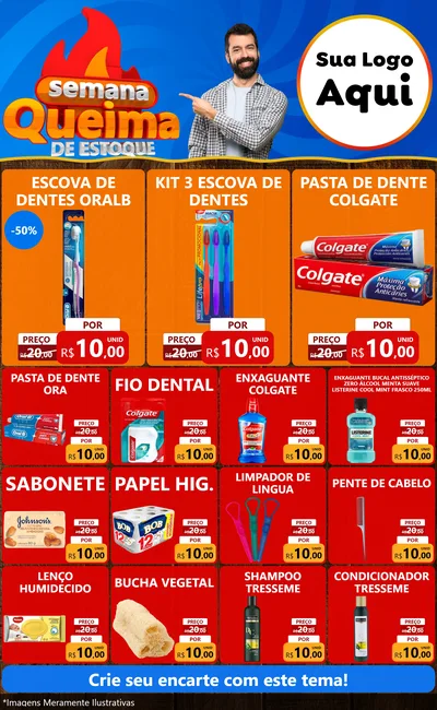 Modelo de Encarte para Encarte Grande com o tema Semana Queima de Estoque para Higiene Pessoal