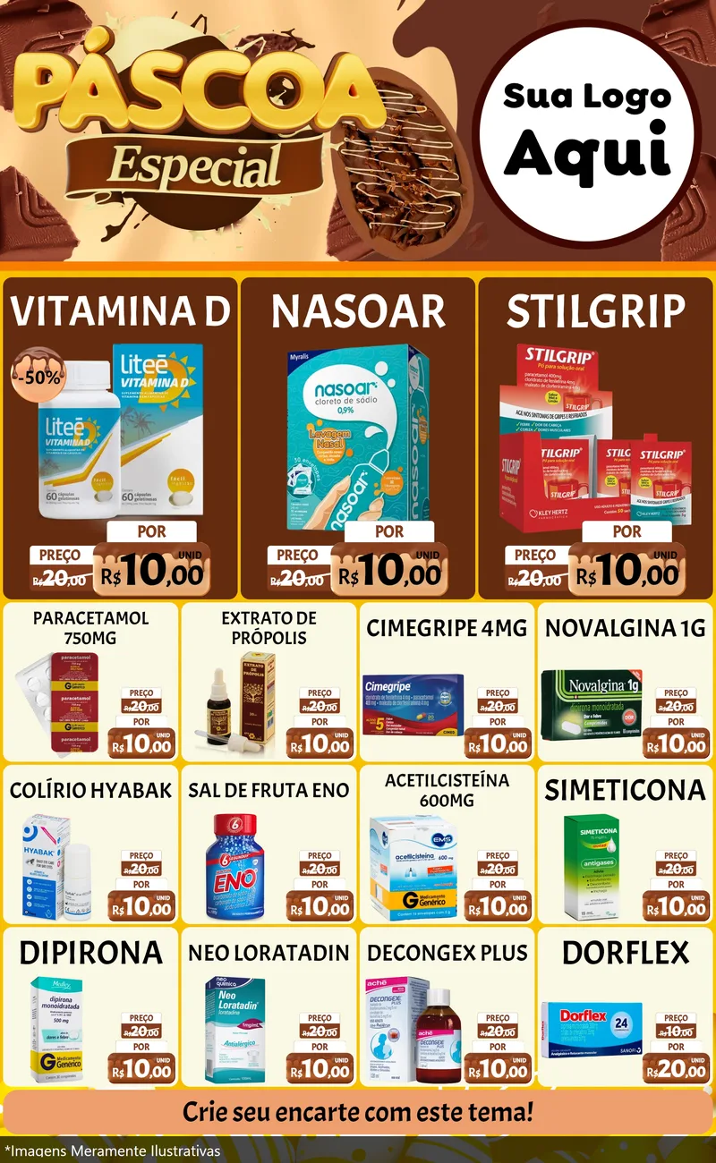 Modelo de Encarte para Encarte Grande com o tema Páscoa Especial para Farmácia