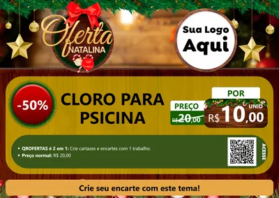 Modelo de Cartaz para Cartaz A4 Horizontal com o tema Ofertas Natalina para Produtos para Piscina