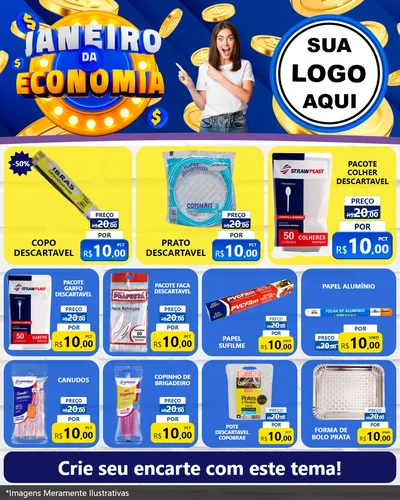 Modelo de Rede Social para Feed Instagram com o tema Janeiro da Economia para Embalagens