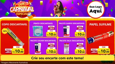 Modelo de TV para TV Horizontal com o tema Pré-Carnaval Especial para Embalagens