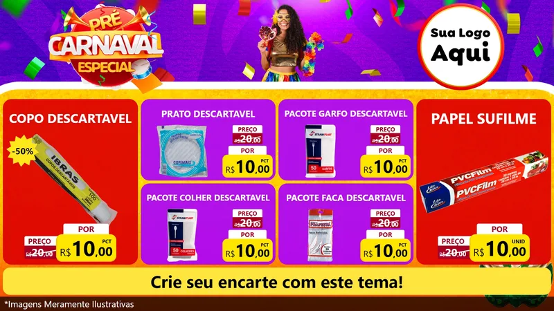 Modelo de TV para TV Horizontal com o tema Pré-Carnaval Especial para Embalagens