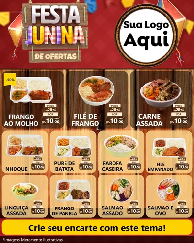 Modelo de Rede Social para Feed Instagram com o tema Festa Junina de Ofertas para Restaurante