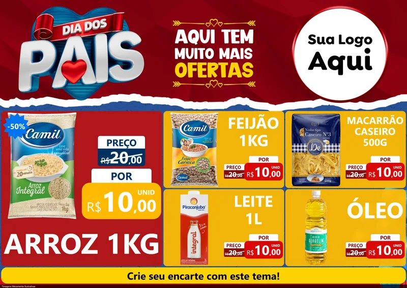 Modelo de Encarte para Encarte A4 Horizontal com o tema Dia dos Pais para Supermercado