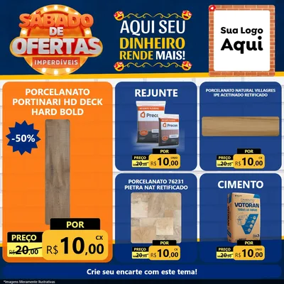 Modelo de Rede Social para Feed Facebook com o tema Sábado de Ofertas Imperdíveis para Pisos e revestimentos