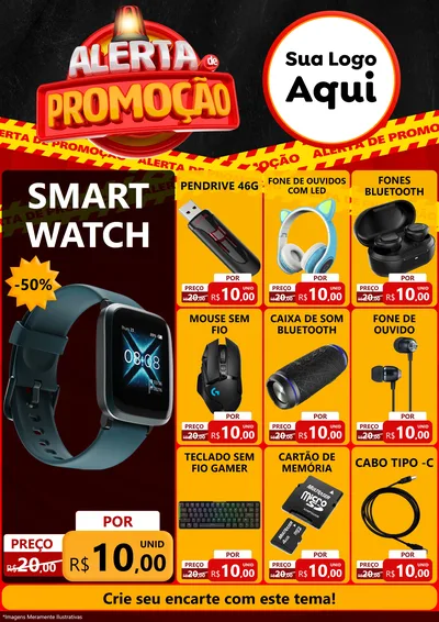 Modelo de Encarte para Encarte A4 Vertical com o tema Alerta de Promoção para Informática