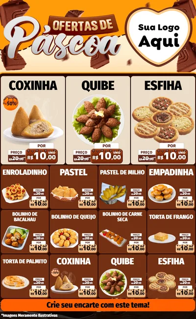 Modelo de Encarte para Encarte Grande com o tema Ofertas de Páscoa para Salgadaria