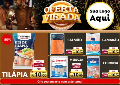 Modelo de Encarte para Encarte A4 Horizontal com o tema Oferta da Virada para Peixaria