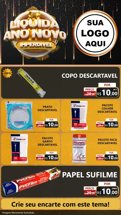 Modelo de TV para TV Vertical com o tema Liquida Ano Novo Imperdível para Embalagens