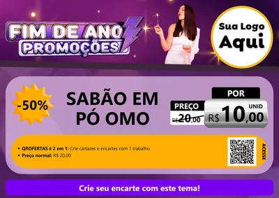 Modelo de Cartaz para Cartaz A4 Horizontal com o tema Fim de Ano Promoções para Produtos de Limpeza