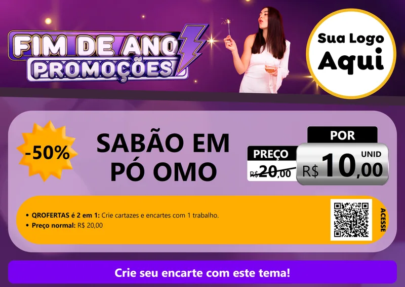 Modelo de Cartaz para Cartaz A4 Horizontal com o tema Fim de Ano Promoções para Produtos de Limpeza