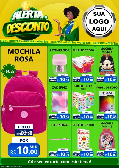 Modelo de Encarte para Encarte A4 Vertical com o tema Alerta de Desconto para Papelaria