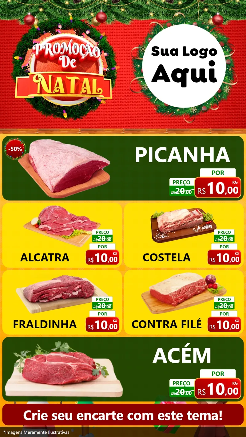 Modelo de TV para TV Vertical com o tema Promoção de Natal para Açougue