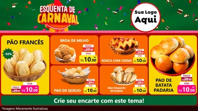 Modelo de TV para TV Horizontal com o tema Esquenta de Carnaval para Padaria