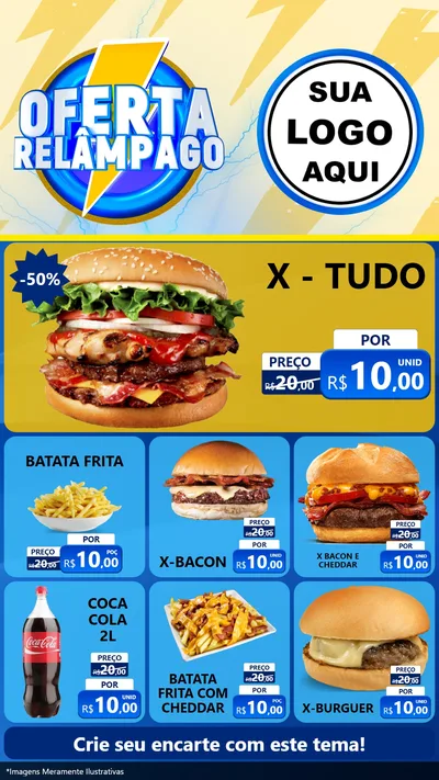 Modelo de Rede Social para Stories com o tema Oferta Relâmpago para Hamburgueria
