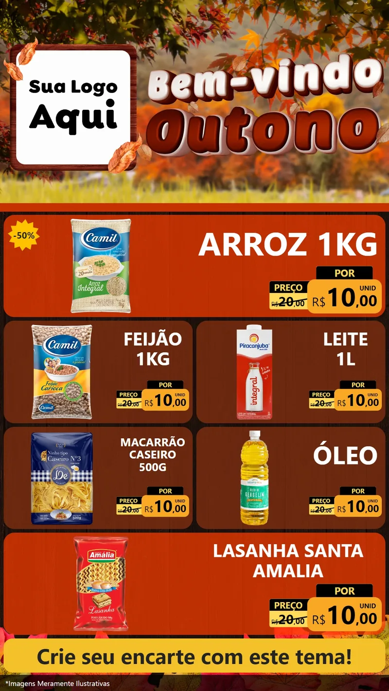 Modelo de TV para TV Vertical com o tema Bem-vindo Outono para Supermercado