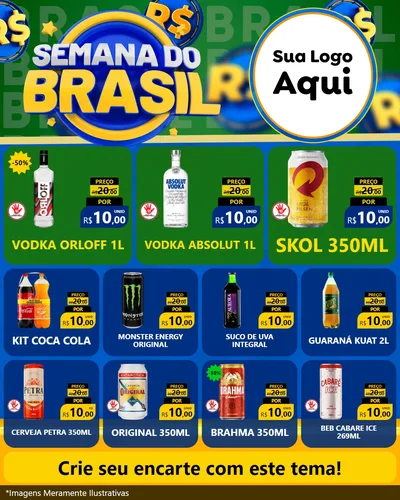 Modelo de Rede Social para Feed Instagram com o tema Semana Do Brasil para Distribuidora de bebidas