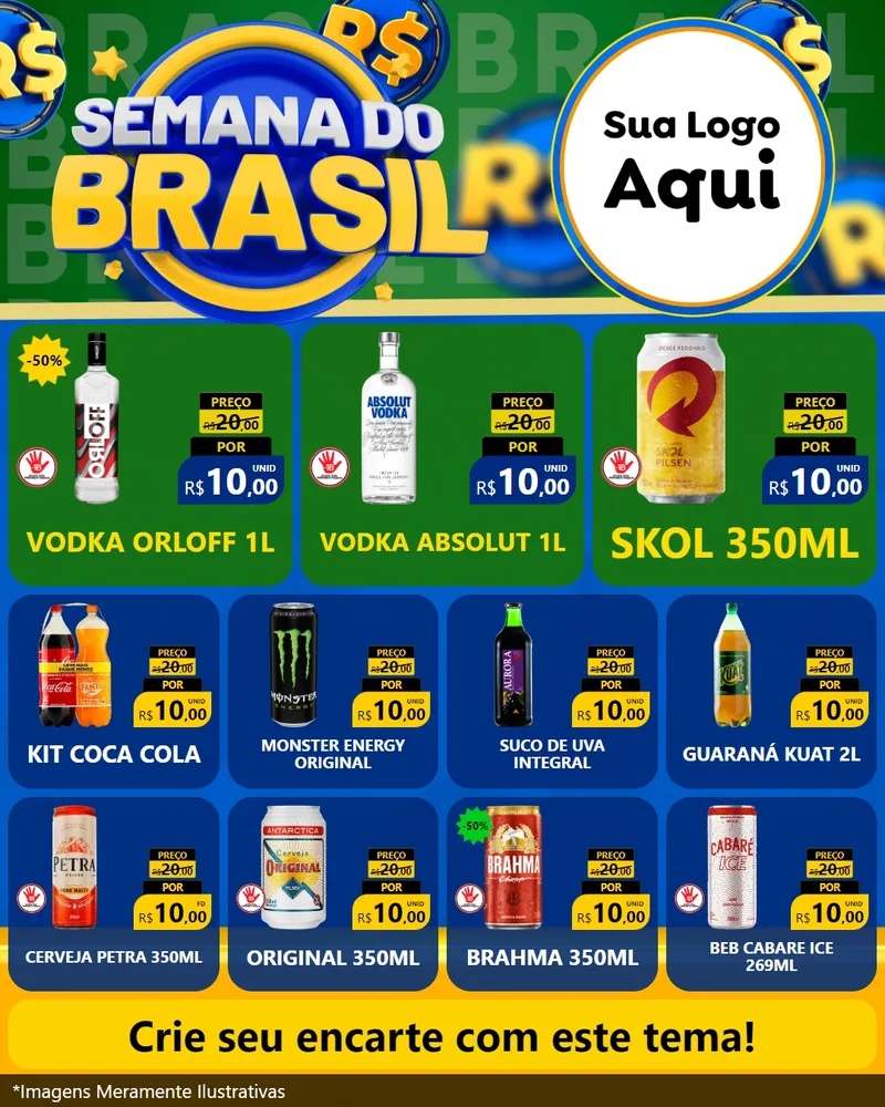 Modelo de Rede Social para Feed Instagram com o tema Semana Do Brasil para Distribuidora de bebidas
