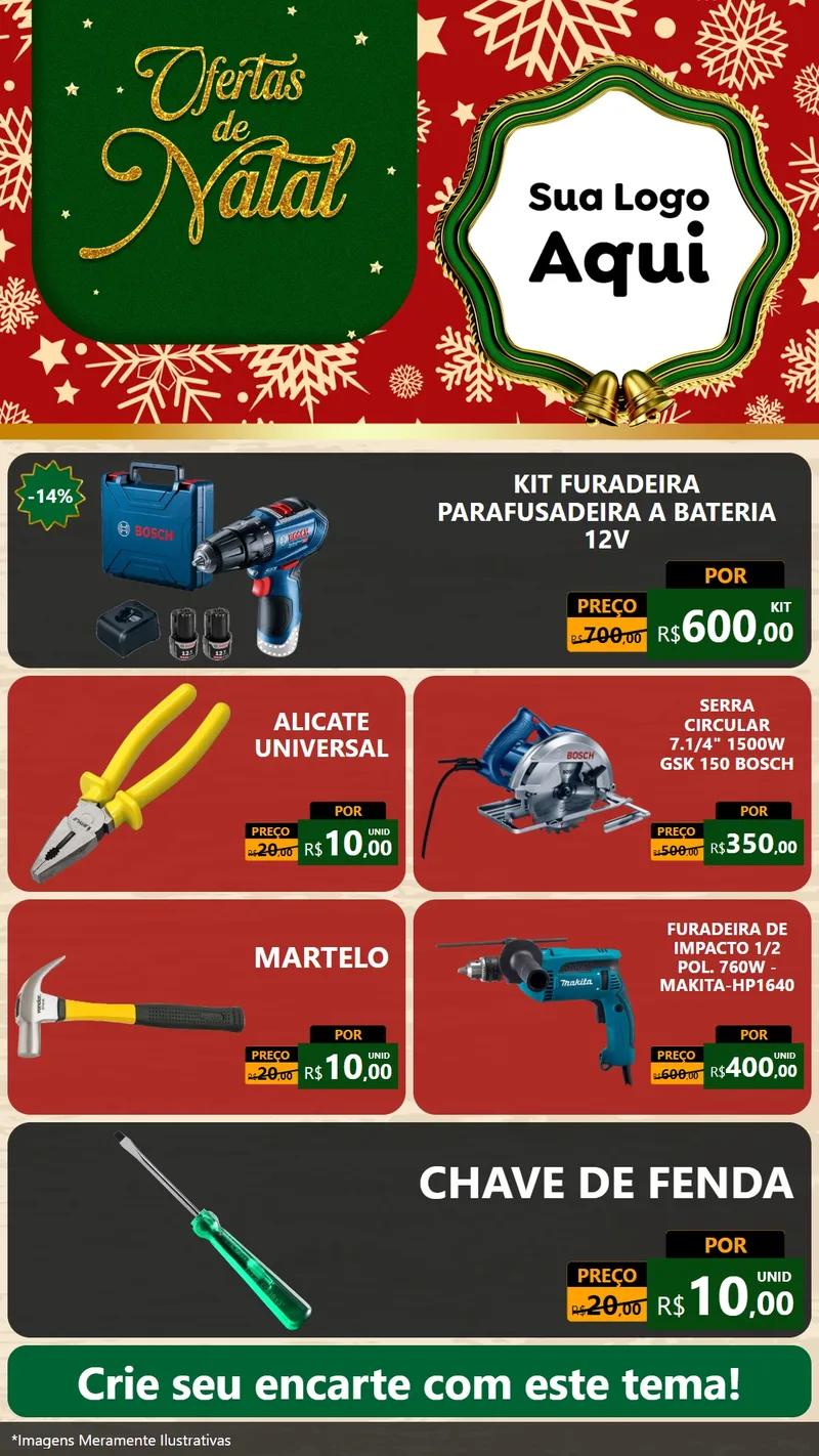 Modelo de TV para TV Vertical com o tema Natal de Ofertas para Maquinas e Ferramentas