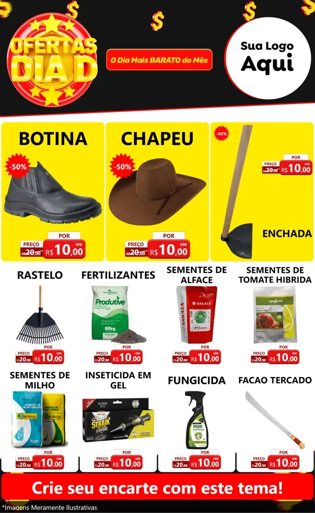 Modelo de Encarte para Encarte Grande com o tema Dia D para Agropecuária