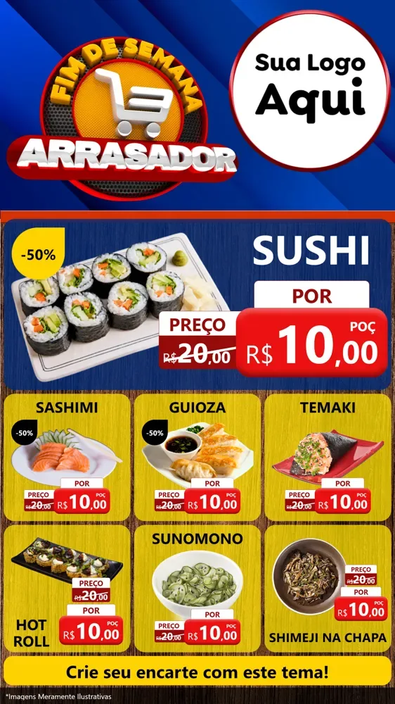 Modelo de Rede Social para Stories com o tema Fim De Semana Arrasador para Comida japonesa
