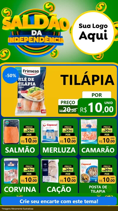 Modelo de Rede Social para Stories com o tema Saldão da Indepêndencia para Peixaria