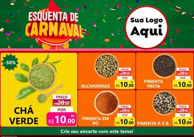 Modelo de Encarte para Encarte A4 Horizontal com o tema Esquenta de Carnaval para Produtos Naturais
