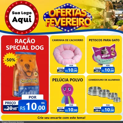 Modelo de Rede Social para Feed Facebook com o tema Ofertas de Fevereiro para Pet Shop