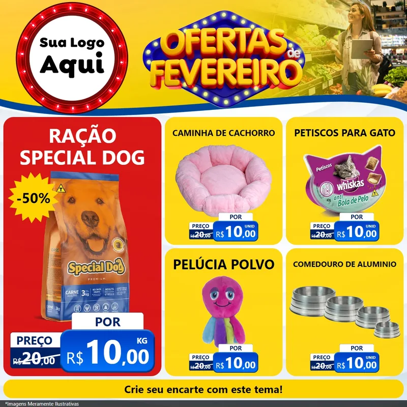 Modelo de Rede Social para Feed Facebook com o tema Ofertas de Fevereiro para Pet Shop