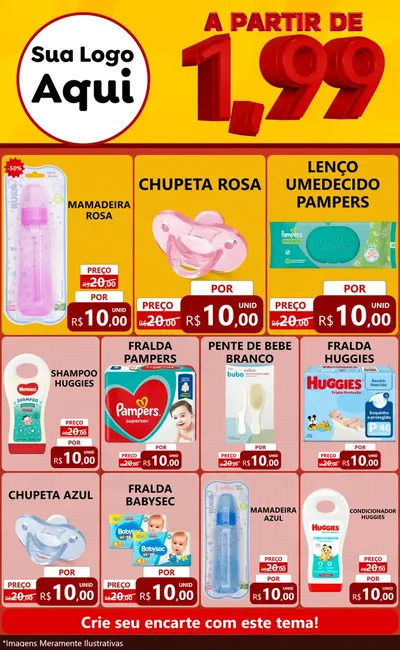 Modelo de Encarte para Encarte Grande com o tema A Partir de Um e Noventa e Nove - 1,99 para Bebês