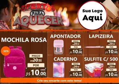 Modelo de Encarte para Encarte A4 Horizontal com o tema Ofertas Para Aquecer para Papelaria