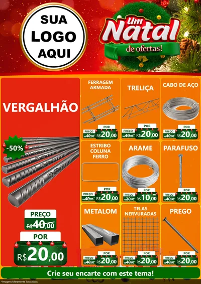 Modelo de Encarte para Encarte A4 Vertical com o tema Um Natal de Ofertas para Ferragens