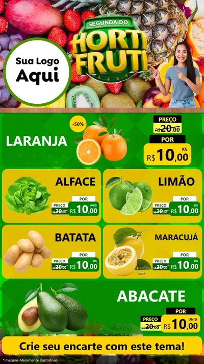 Modelo de TV para TV Vertical com o tema Segunda do Hortifruti para Hortifrúti