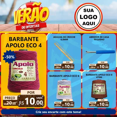 Modelo de Rede Social para Feed Facebook com o tema Verão de Ofertas para Armarinho e Aviamentos