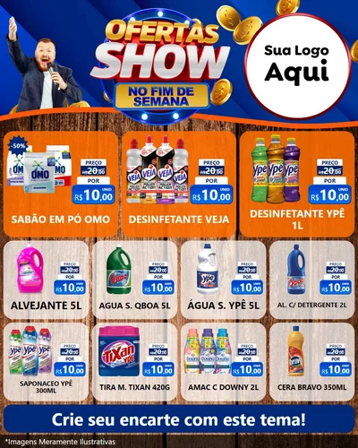 Modelo de Rede Social para Feed Instagram com o tema Ofertas Show No Fim De Semana para Produtos de Limpeza