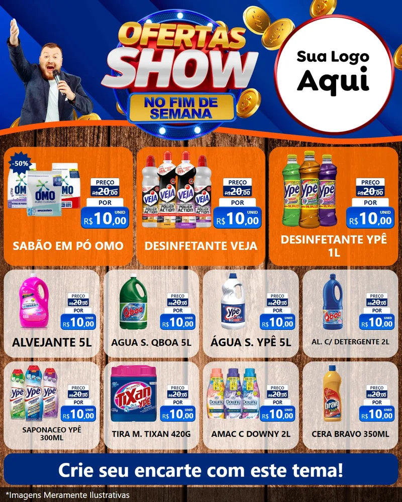 Modelo de Rede Social para Feed Instagram com o tema Ofertas Show No Fim De Semana para Produtos de Limpeza