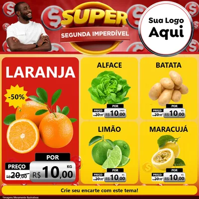 Modelo de Rede Social para Feed Facebook com o tema Super Segunda Imperdível para Hortifrúti