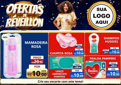 Modelo de Encarte para Encarte A4 Horizontal com o tema Ofertas de Réveillon para Bebês