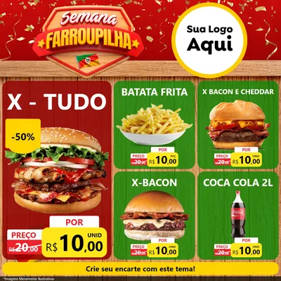 Modelo de Rede Social para Feed Facebook com o tema Semana Farroupilha para Hamburgueria