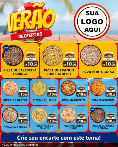 Modelo de Rede Social para Feed Instagram com o tema Verão de Ofertas para Pizzaria