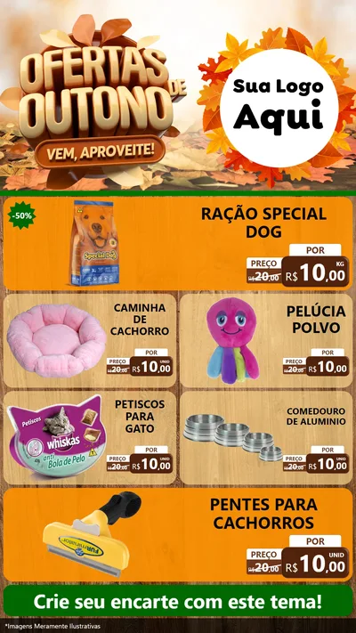 Modelo de TV para TV Vertical com o tema Ofertas de Outono - Vem, Aproveite! para Pet Shop