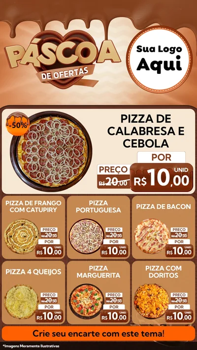 Modelo de Rede Social para Stories com o tema Páscoa de Ofertas para Pizzaria