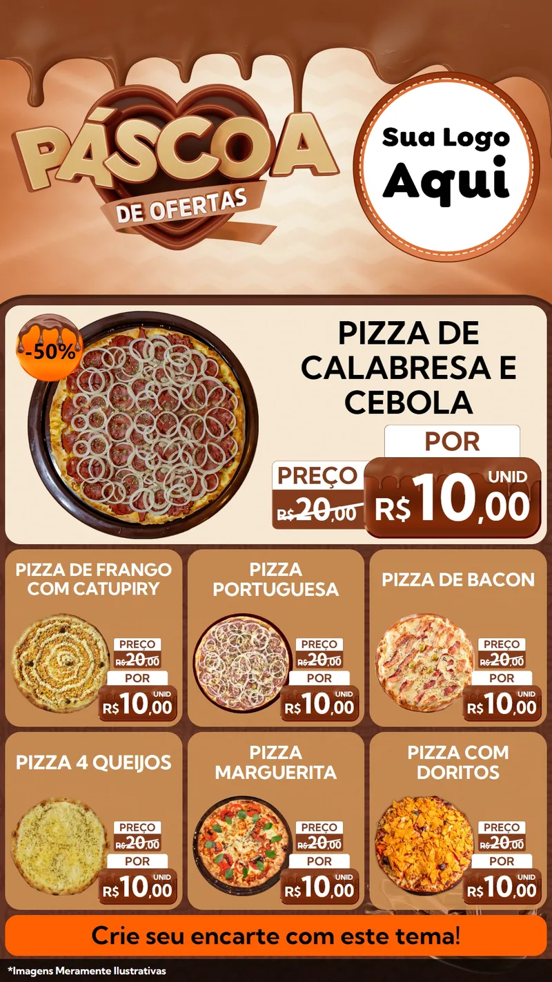 Modelo de Rede Social para Stories com o tema Páscoa de Ofertas para Pizzaria
